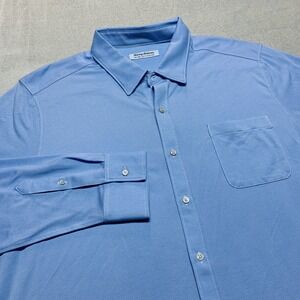 Tommy Bahama Shirt Mens 2XL XXL Blue Island Zone San Lucio Stretch Button Resort